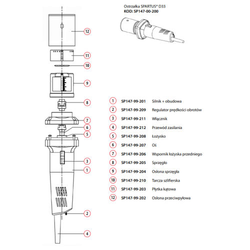 Tarcza szlifierska 33,5 mm ostrzałki elektrod Spartus D33 - SP147-99-210 - Spartus - 1 2