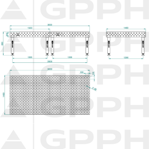 Stół spawalniczy GPPH PRO INOX 3000x1480x200 mm - INOX_PRO_300x148 - GPPH - 1 2